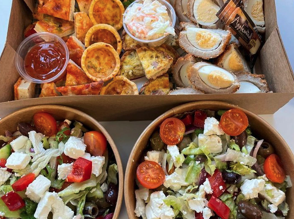 Herby's catering platters and salad boxes
